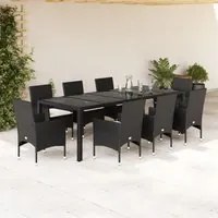 Set da Pranzo da Giardino 9 pz con Cuscini Polyrattan e Vetro 3278585