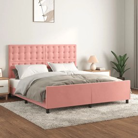 Giroletto Con Testiera Rosa 160x200 Cm İn Velluto /