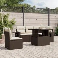 Set Divano da Giardino 6 pz con Cuscini Marrone in Polyrattan 3267913