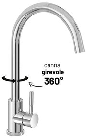 Miscelatore lavello con canna alta girevole in acciaio inox cromato