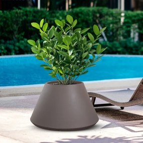 Vaso in resina da esterno interno tondo conico d.60x35h Stromboli Tortora