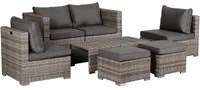 Set Salotto da Giardino in Polyrattan Divano 2 Poltrone Kore Grey Grigio