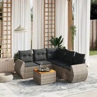 Set Divano da Giardino 6 pz con Cuscini Grigio in Polyrattan 3257334