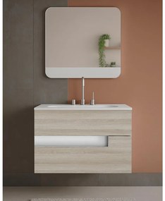 Mobile sottolavabo e lavabo Vision per vasca centrale canapa/bianco L 80 cm 2 cassetti