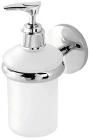 Dosatore sapone liquido a muro in vetro satinato e acciaio cromato Bora