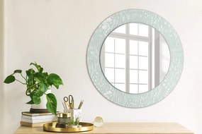 Specchio rotondo cornice con stampa Composizione trainata a mano fi 50 cm