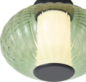 Plafoniera di design nera 28cm con vetro verde incl. LED dimmerabile a 3 fasi - Margherite