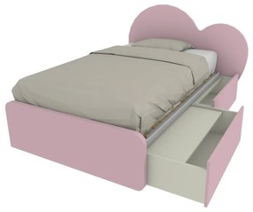 CUPIDO120C - Letto cameretta a cuore 120x190 con cassettoni e testata personalizzabile.Rete inclusa