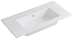 Lavabo a incasso rettangolare L 90.5 x H 14 x P 46 cm in resina bianco opaco