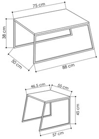 SET 2x Tavolino PAL beige/nero