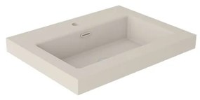 Lavabo a incasso rettangolare vasca centrale Nantes L 61 x H 6 x P 46 cm in resina crema satinato