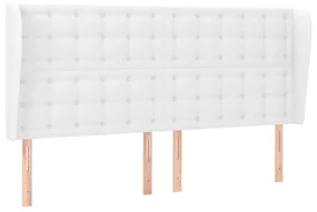 Testiera ad orecchio bianca 203x23x118/128 cm in similpelle