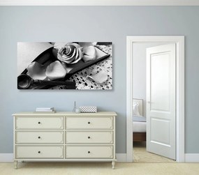 Quadro su tela – Natura morta vintage con chiave in bianco e nero