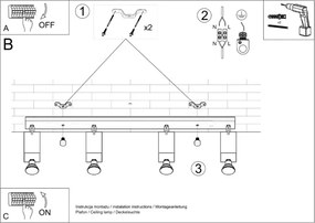 Plafoniera da Soffitto 4xGU10 MERIDA 4L Orientabile in Acciaio