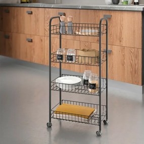 Carrello porta tutto Ascona in acciaio con finitura Touch therm nera