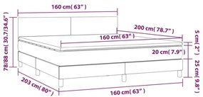 Letto a Molle con Materasso e LED Rosa 160x200 cm in Velluto