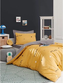 Set copripiumino e federa giallo/grigio per letto singolo 140x200 cm Dide – Mijolnir