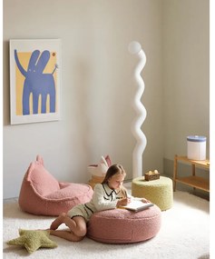 Pouf a sacco per bambini rosa con rivestimento in bouclé Bear – Wigiwama