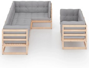 Set divani da giardino 7 pz con cuscini legno massello di pino