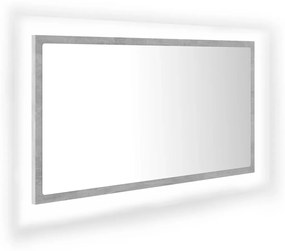 Specchio da bagno a led grigio 80x8,5x37 cm in acrilico