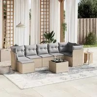 Set Divano da Giardino 8 pz con Cuscini Beige Misto Polyrattan 3263205