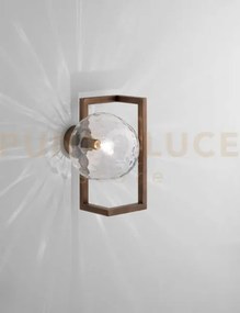 Globose applique a parete cristallo texture 1 bronzo opaco 1 luce a...