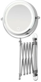 Specchio per trucco con luce LED e braccio estensibile in acciaio cromo