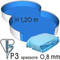 Liner Per Piscina A Forma Di Otto 8,55 X 5,00 H.1,20 M Azzurro - Attacco P3 - Spessore 0,80 Mm