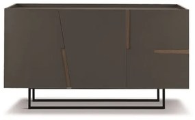 Madia 160 cm in legno e 3 ante Antracite e Tek - GIRONA piedini sagomati