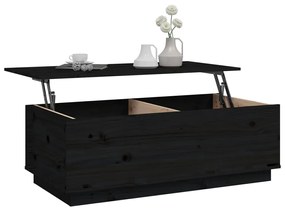 Tavolino da salotto nero 100x50x35 cm legno massello di pino