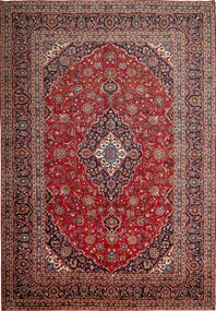 Kashan Tappeto 250 x 360 Blu (Iran) Annodato A Mano