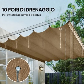 Tetto per Pergola 350x260 cm con 10 Fori di Drenaggio in Poliestere Marrone Chiaro...