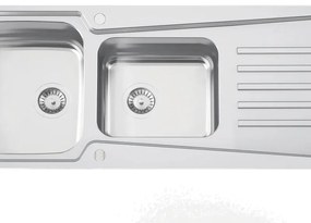 Lavello semincasso 2 vasche con gocciolatoio laterale destro o sinistro RODI Evolution 116 inox L 49 x L 115 x P 20 cm argento