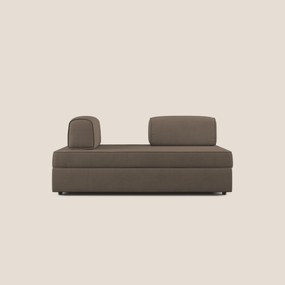 Liberty divano con pouf estraibile e schienali movibili in tessuto morbido impermeabile T02 marrone