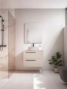 Mobile da bagno sospeso sotto lavabo L 70 x H 55 x P 39.5 cm beige laccato opaco, 2 cassetti VISOBATH Mia