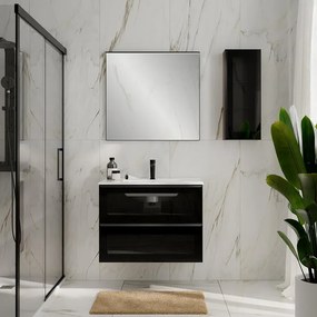 Mobile bagno con lavabo STAR L80 x H60 x P46 cm noce in vetro 2 cassetti per vasca centrale