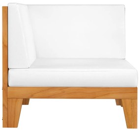 Divano angolare modulare cuscini bianco crema massello d&#039;acacia