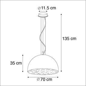 Lampada a sospensione intelligente nera con oro 70 cm con Wi-Fi A60 - Magna