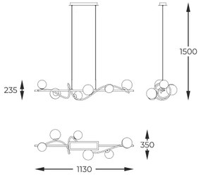 Zuma Line MD3145-6-EBGN - Lampadario a sospensione con filo NISYRO 6xG9/3,5W/230V nero