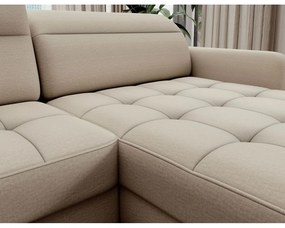 Divano angolare beige allungabile/con contenitore (con penisola a sinistra/a U) e rivestimento in velluto Berrto – ELTAP