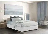 Letto matrimoniale Elisa, Letto contenitore con rivestimento in tessuto, Made in Italy, Apertura frontale, adatto per materasso cm 160x190, Bianco