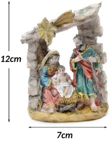 Trade Shop - Presepe Natività In Resina Scenario Sacra Famiglia Decorazioni Natalizie 12x7cm