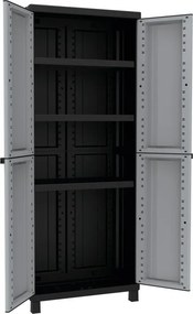 Armadio alto Twist Black 3680 TERRY STORAGE in polipropilene, nero e grigio L 68 x H 170 x P 39 cm 2 ante, adatto per esterno riparato