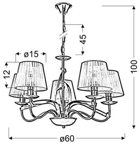 Lampadario a sospensione con catena DIVA 5xE14/40W/230V