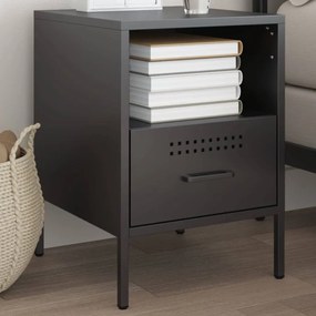 Comodino Nero 36x39x50,5 Cm İn Acciaio /