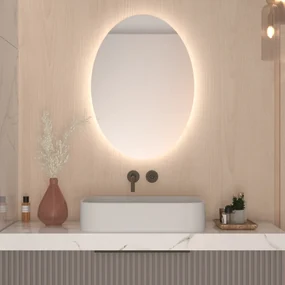 Costway Specchio led rotondo da trucco per bagno con luci a led, Specchio  illuminato a parete dimenabile