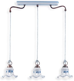 Lampadario Classico Chieti Metallo E Ceramica Nero Sfumato Argento 3 Luci E14