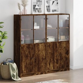 Libreria ante rovere fumo 136x37x142 cm in legno multistrato