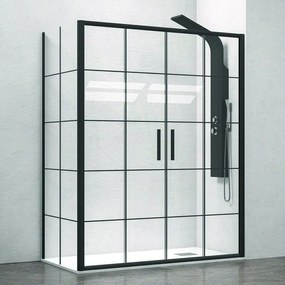 Kamalu - box doccia angolare 180x90 doppio scorrevole telaio nero nico-d6000s