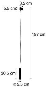 Lampada a sospensione di design bianca con adattatore per binario trifase - Tuba Small trifase